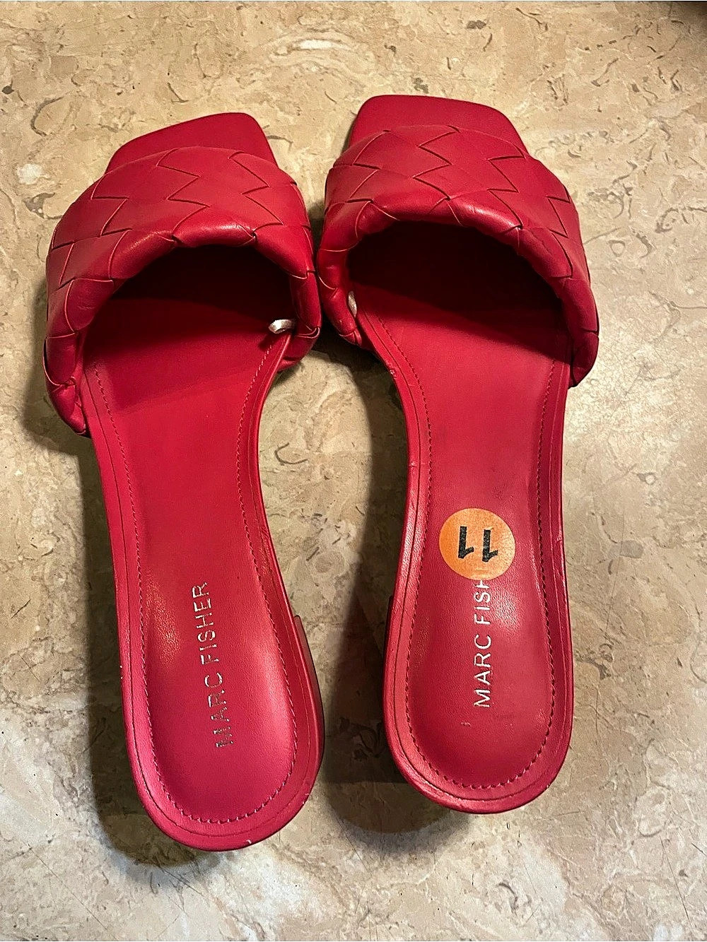 Marc Fisher Farrel Woven Mule Sandal Red US 11